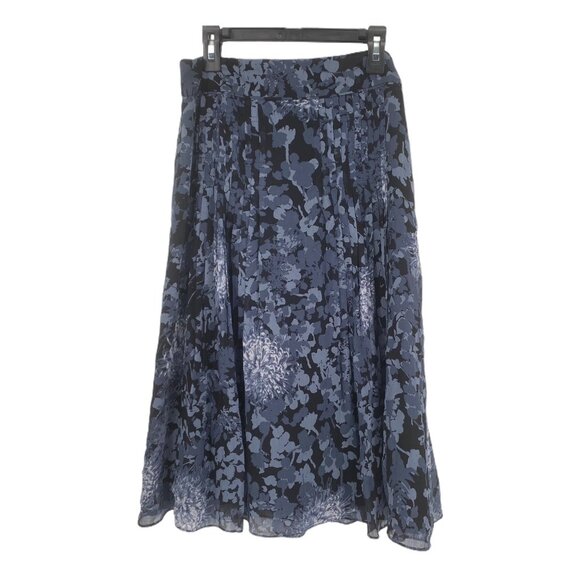 Ann Taylor Silk Midi Skirt Floral Lined Side Zip Office Wear Romantic Feminine 2 - Picture 1 of 11
